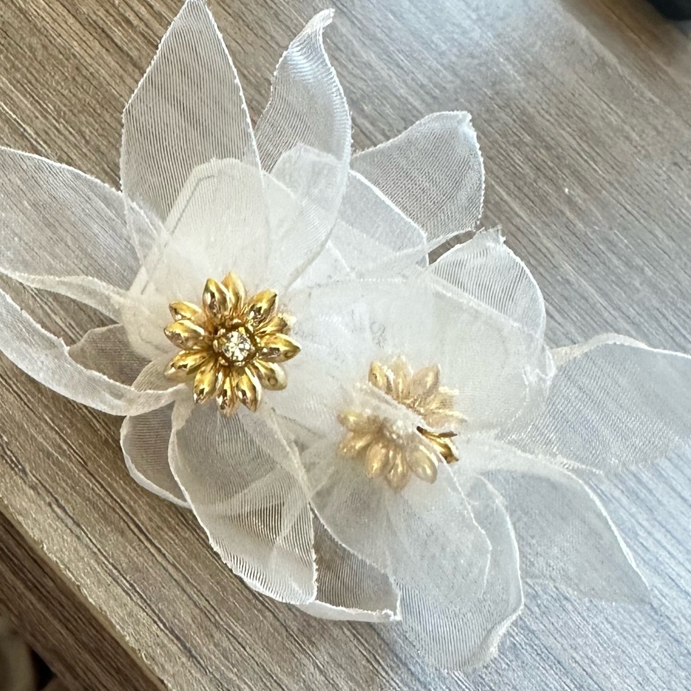 Nakamol White Floral Statement Earrings; NWT